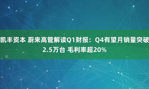 凯丰资本 蔚来高管解读Q1财报：Q4有望月销量突破2.5万台 毛利率超20%