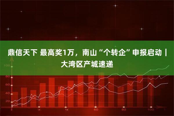 鼎信天下 最高奖1万，南山“个转企”申报启动｜大湾区产城速递