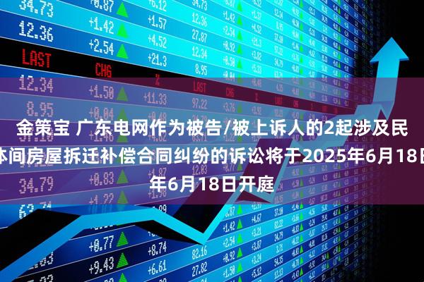 金策宝 广东电网作为被告/被上诉人的2起涉及民事主体间房屋拆迁补偿合同纠纷的诉讼将于2025年6月18日开庭