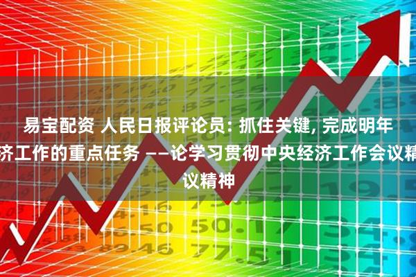 易宝配资 人民日报评论员: 抓住关键, 完成明年经济工作的重点任务 ——论学习贯彻中央经济工作会议精神